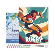 Peinture Par Numéro Figured'art Avec Cadre - Affiche Sportive Rugby - Kit De Loisir Créatif Diy Numéro D'Art Complet - 40x50cm Toile Tendue Sur