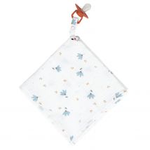 Doudou Lange Attache Tétine En Gaze De Coton, Bleuet - Sevira Kids