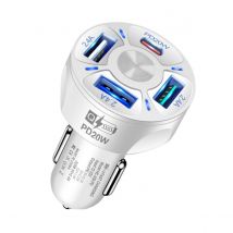 Avizar Chargeur Voiture Quickcharge 3.0 32w Triple Usb 2.4a / Usb Type-c 20w Blanc