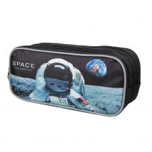 Trousse Scolaire 2 Compartiments Nasa Astronaute Noire - Bagtrotter - Bagtrotter