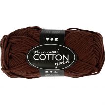 Pelote De Fil De Coton, Dim. 8/8, L : 80-85 M, Dim. Maxi, Brun, 50 Gr/ 1 Boule - CC Hobby