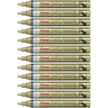 Lot De 12 Marqueurs Peinture Paint Marker Mmp10 Pointe Ronde Moyenne Or Pentel - Pentel