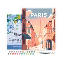 Peinture Par Numéro Figured'art Avec Cadre Affiche Vintage Paris - Activité Manuelle Kit De Loisir Créatif Diy Numéro D'Art Complet - 40x50cm Toile