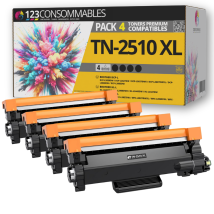 Tn2510 Xl - Pack 4 Toners Compatibles Brother Hl-l2400dwe Mfc-l2800dw - 123consommables
