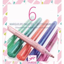 6 Marqueurs Pailletes Sweet - Djeco - Vert