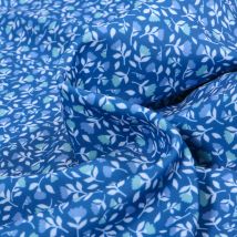 Tissu Lycra Maillot De Bain Flores Sur Fond Bleu - Au Mètre - Craftine