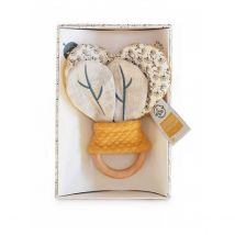Hochet Bois Pollen Abeille Bio - Doudou et Compagnie