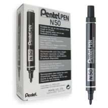 12 Marqueurs - Noir - Indélébile - Permanent - Pointe Ogive - Pentel - Pen N50