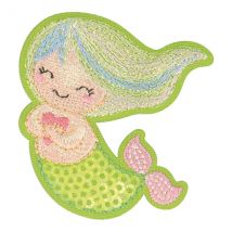 Lot De 3 Écussons Thermocollants Aquatique Sirène Verte 5cm X 4,5cm - MyMercerie