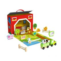 Mallette De Jeu En Bois Animaux De La Ferme - 17 Pièces - Tooky Toy