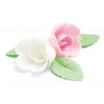 4 Roses Assorties+ 6 Feuilles Vertes Azyme (blister) - Scrapcooking