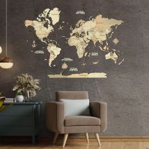 Carte Du Monde En Bois 3d Creatifwood Claire, M (100 X 70 Cm) - Décoration Murale - Creatifwood