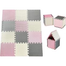 Moby-system Tapis D'Eveil Tapis De Puzzle Pour Bébé 120 X90 X 1,2 Cm - Grand Tapis De Jeu - 12 Pièces + Bords - Sans Odeur Sans Polluant - Rose - Moby