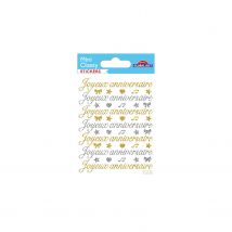 Stickers - joyeux Anniversaire - Paillettes Dorées Et Argentées - 1,8 Cm - Global Gift