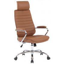 Chaise De Bureau Rako En Cuir Véritable Marron Clair - Ovegna