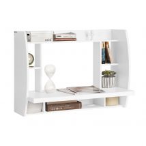 Sobuy Fwt18-w Table Murale Bureau Avec Étagère Intégrée Armoire De Rangement (blanc) - Sobuy
