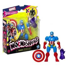 Mixmashers Captain America, Figurine 12 Cm Personnalisable A Mélanger Et Combiner Avec Accessoires, Marvel, Des 4 Ans - Hasbro