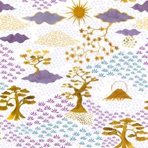 Tissu Coton Imprimé Japonais N°1 Sur Fond Blanc - Craftine