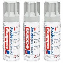 Lot De 3 Sprays 200ml Peinture Acrylique Permanent 5200 Gris Clair Mat Ral 7035 Edding - Edding