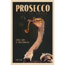 Tableau Mural Encadré Autruche Prosecco Café La Notte 65x97 Cm - Ceanothe
