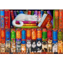 Puzzle 1000 Pièces - Cat Bookshelf - Bluebird Puzzle