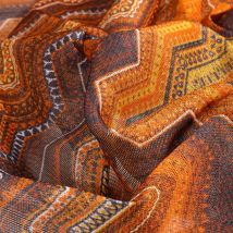 Tissu Mousseline Tissu Chevrons Colorés Sur Fond Orange - Au Mètre - Craftine