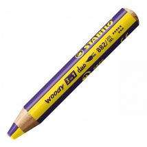 Stabilo Crayon Multi-talents Woody 3en1 Duo, Jaune/violet - Stabilo