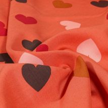 Tissu Viscose Galant Sur Fond Brique - Au Mètre - Craftine