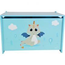 Coffre A Jouets En Bois Leon Le Dragon - ± 40 X 58 X 36 Cm - Bleu - Fun House