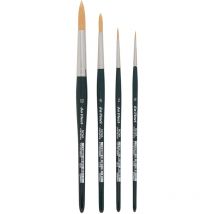 4 Pinceaux - Aquarelle - Fibres Synthétiques - Rond - Pointe Fine - Da Vinci