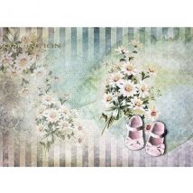 1 Feuille De Papier De Riz 29,7 X 42 Cm Itd Collection Chaussure Enfant Fleur 252l - ITD Collection