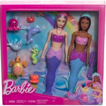 Coffret 2 Poupées Barbie Siréne + 8 Animaux Marins + 2 Accessoires - Poupee Mannequin - Mattel - Hrg71 - Barbie