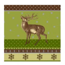 12 Serviettes Renne Vert - Annikids