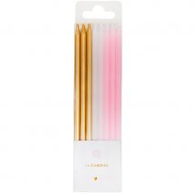 16 Longues Bougies Love Pink (14 Cm) - TALKING TABLES
