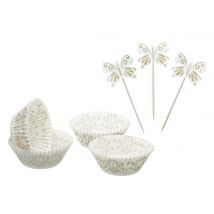 Kit Caissettes Et Toppers Blanc Et Or - KITCHEN CRAFT