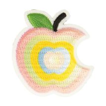 Lot De 3 Écussons Thermocollants Pomme Croquée Dégradé Rose 3cm X 3cm - MyMercerie