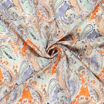 Tissu Polyester Paisley Sur Fond Parme - Craftine
