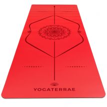 Tapis De Yoga Rouge Antidérapant Pu-caoutchouc Naturel Éco-responsable Mandala Premium 183x68x0,4cm - YOGATERRAE