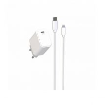 Jaym Pack Chargeur Secteur Usb-c Pd 20w Avec Câble Usb-c Vers Lightning 1,5m Blanc