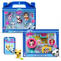 Bandai - Littlest Pet Shop - Pack Exclusif 2 Coffrets : Montagne Hiver & Fun Factory (7 Figurines Et 13 Accessoires) + 1 Figurine Supplémentaire