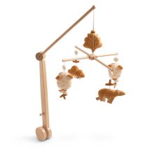 Mobile Musical En Bois Avec Jouets Ours En Gaze De Coton - Sauthon