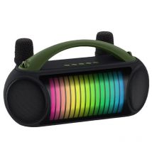 Enceinte Bluetooth Portable Sans Fil Extérieure Avec Lumières Rgb Et Mics Vert Yonis - Yonis