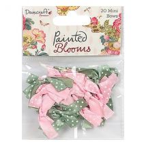 20 Mini Noeux En Tissu Pour Scrapbooking Et Couture Rose Et Kaki À Pois Blancs 023 - Dovecraft