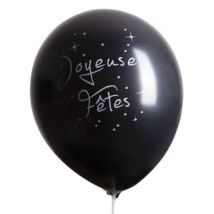 10 Ballons 1 Face Joyeuses Fetes Noir Metal - Graine Creative