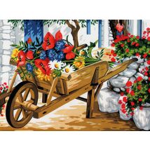 Canevas Pénélope Antique Brouette De Fleurs 40x50cm - Margot