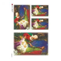 1 Feuille De Papier De Riz 22.5 X 32 Cm Découpage Collage Paper Designs Creche De Noel 0042 Scrapbooking