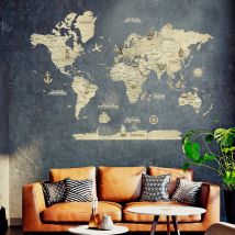 Carte Du Monde En Bois 2d Creatifwood Claire L (150 X 105 Cm) - Décoration Murale - Creatifwood