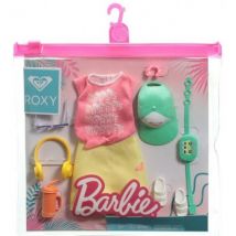 Coffret Tenue Vacance : Jupe Jaune Et Top Rose + Casquette Et Accessoires Pour Poupée Barbie - Vêtement - Habit - Mattel - Grd60 - Barbie