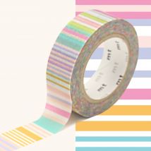 Masking Tape 1p Motif Multi Lignes Pastel / Multi Border Pastel - MT Masking Tape