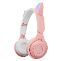 Casque Audio Pliable Led Chat Blanc Bluetooth 5.0 Son Stéréo Multimode Rose Yonis - Yonis